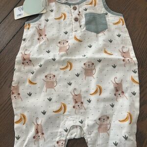 Adorable Monkey Print Baby Romper